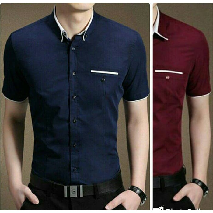 Kemeja kerja pria lengan pendek | HEM cowok kantor slim fit polos