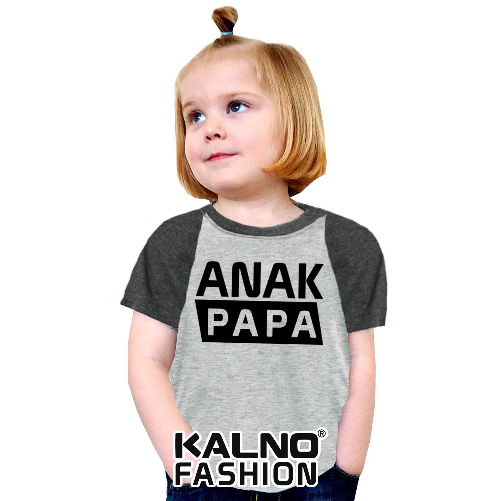 Baju kombinasi Print Anak PAPA HITAM K32 umur 1-7 Tahun Ukuran S M L XL