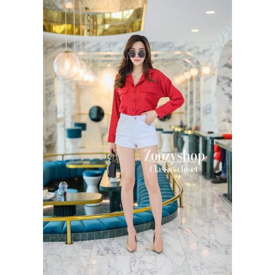 KEMEJA ZOOZY LONGSLEEVE POLOS FASHION WANITA IMPORT BANGKOK CODE 27