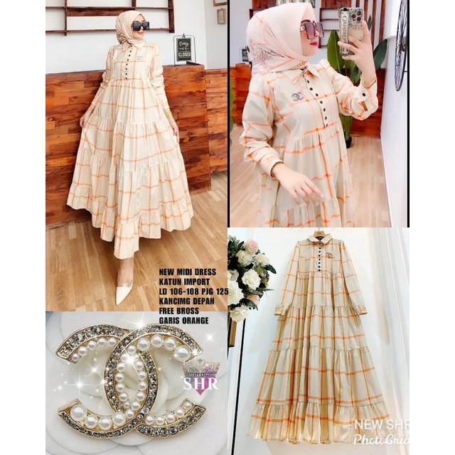 MIDI Dress SHR ORI premium terbaru