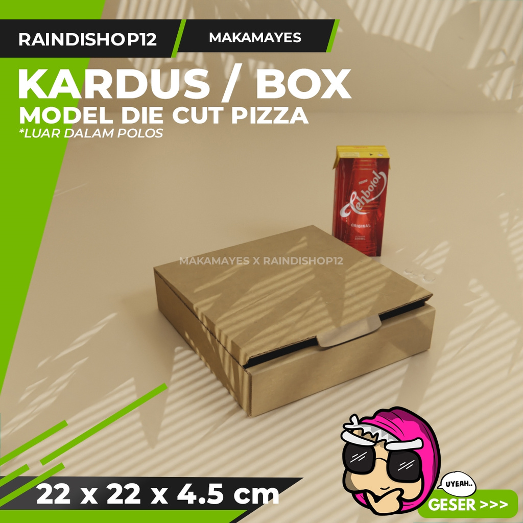 

(MIN 25 PCS) BOX 22 X 22 X 4.5 CM KARDUS DIE CUT PIZZA KEMASAN PACKAGING KADO