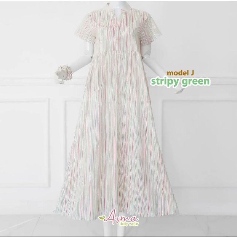 MODEL J STRIPY GREEN Homedress Daster Asma daily wear Asma dailywear Asmadailywear