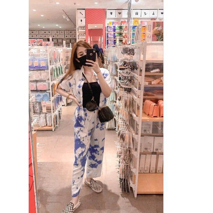 Super Sale 1Set Tie dye piyama hangout | Pajamas | Lengan Panjang Lengan Pendek ✞