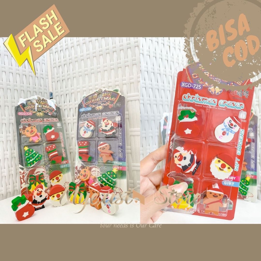 

PENGHAPUS NATAL Alat Tulis Kantor Stationary perlengkapan sekolah anak kado unik souvenir lucu Penghapus natal gepeng xgd-725 -ivn438