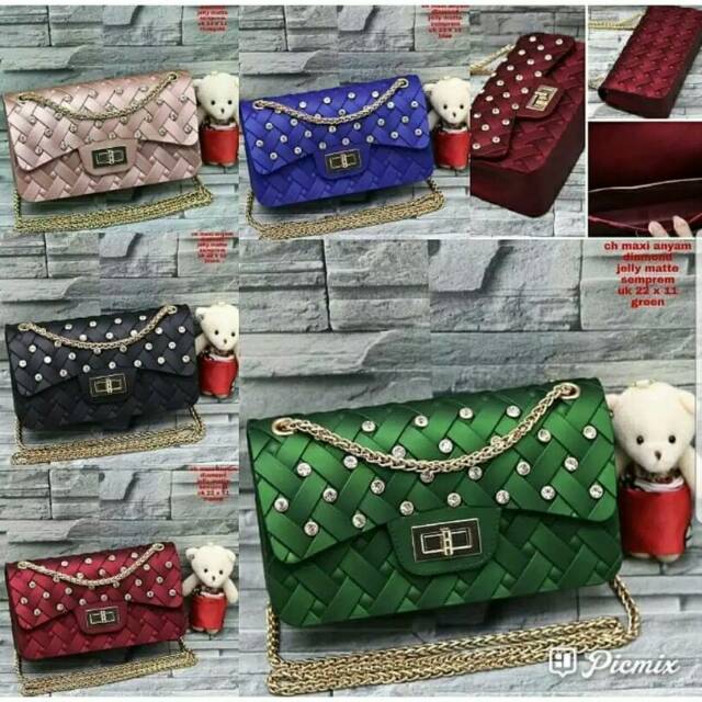 TAS JELLY MATTE WEBE ANYAM DIAMOND BESAR