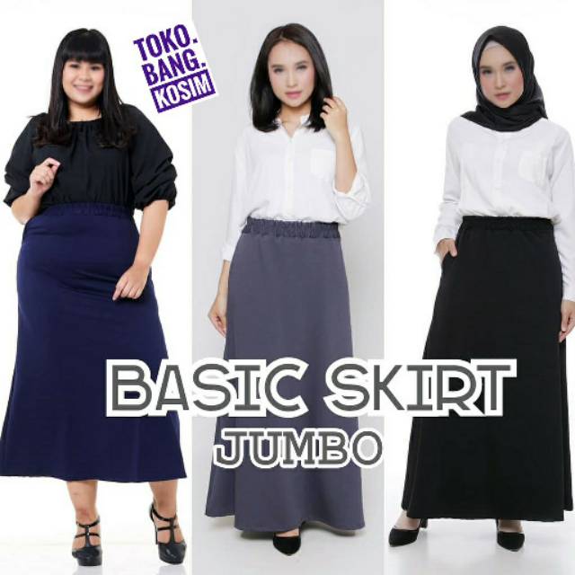 ROK BASIC JUMBO BAHAN KULIT JERUK / LEMON SKIN - XXXL-Ukuran Big Size