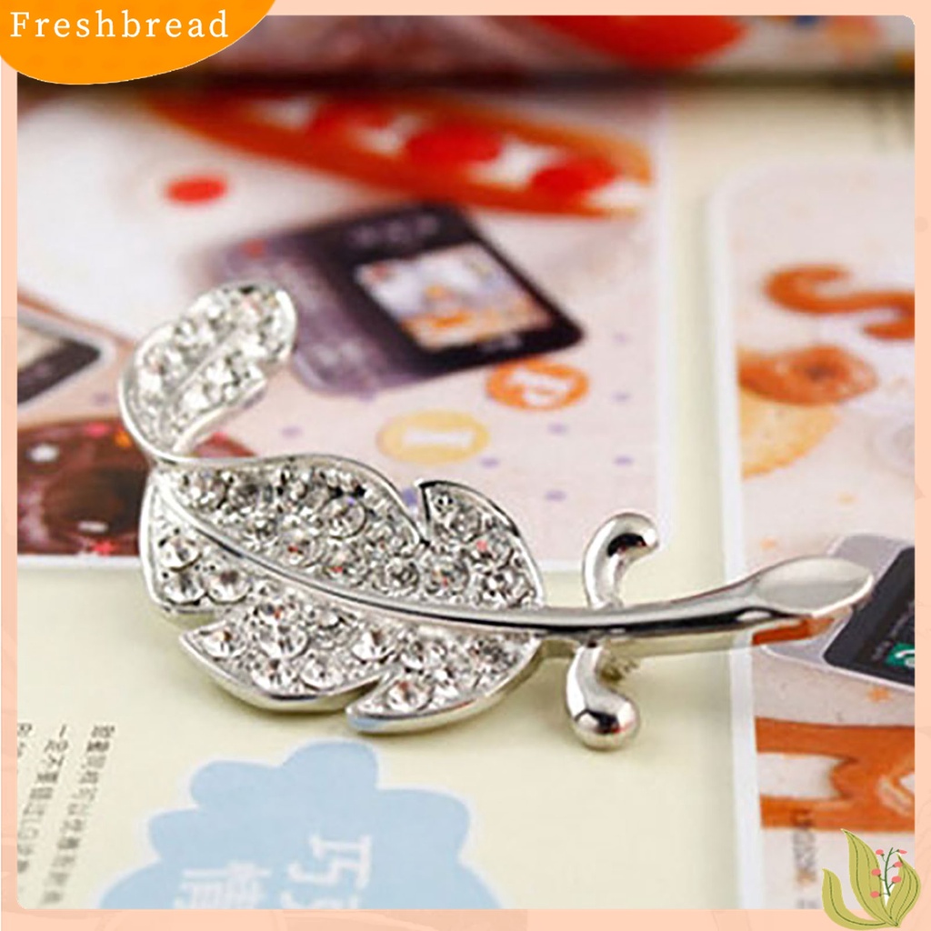 [ TERLARIS]Women Fashion Leaf Silver Tone Rhinestone Wedding Gift Brooch Pin