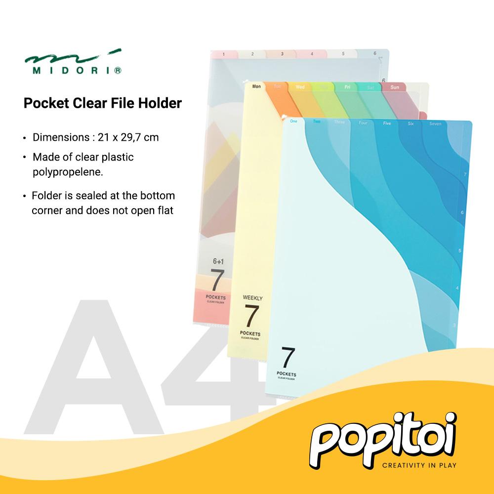 

MIDORI 7 Pocket Clear File Holder A4 Document Keeper Folder L Map Bening