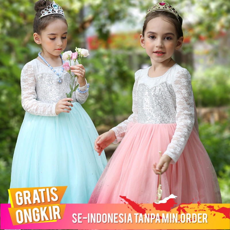 Gaun Anak  Beku Princess Dress Gas Gaun Gaun Gaun Mewah Esi Aisha Queen gaun Anggun