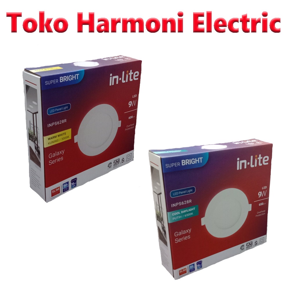 LAMPU PANEL LED DOWNLIGHT BULAT IN-LITE INLITE 9WATT INBOW INPS628R