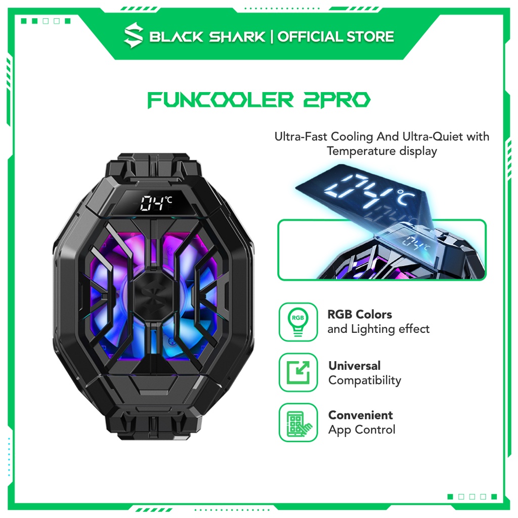FanCooler Black Shark Funcooler 2 Pro x Magnetic Cooler Kipas Pendingin Smartphone, LED temperature 