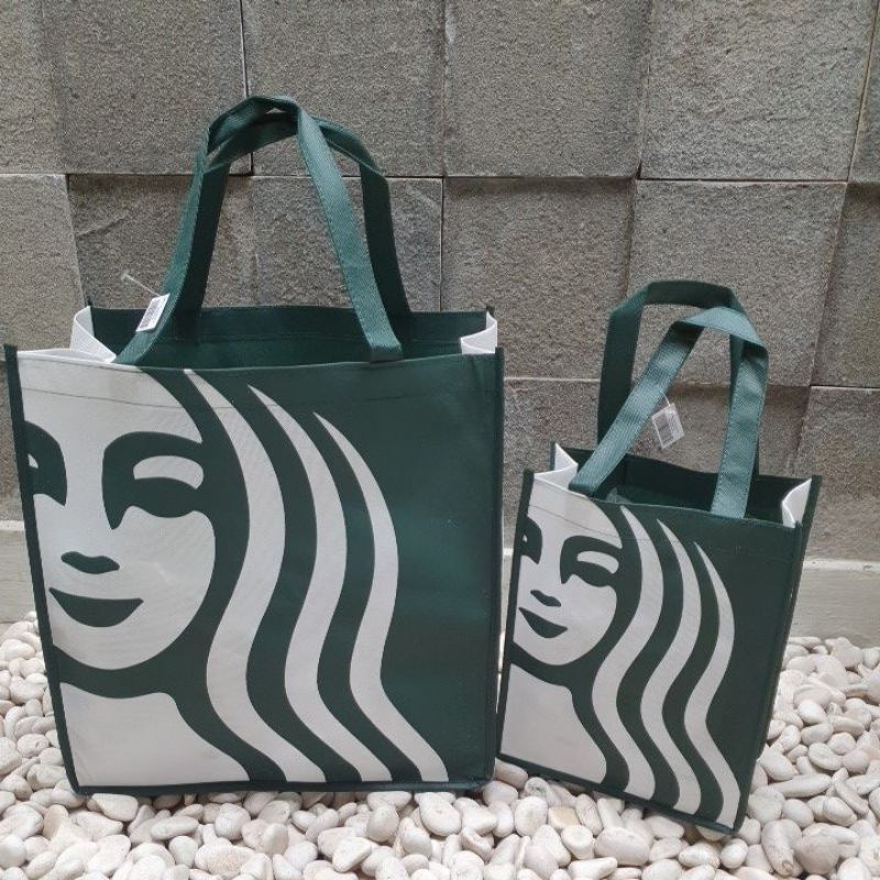 Tas kain Starbucks belanja bahan spunbond original murah