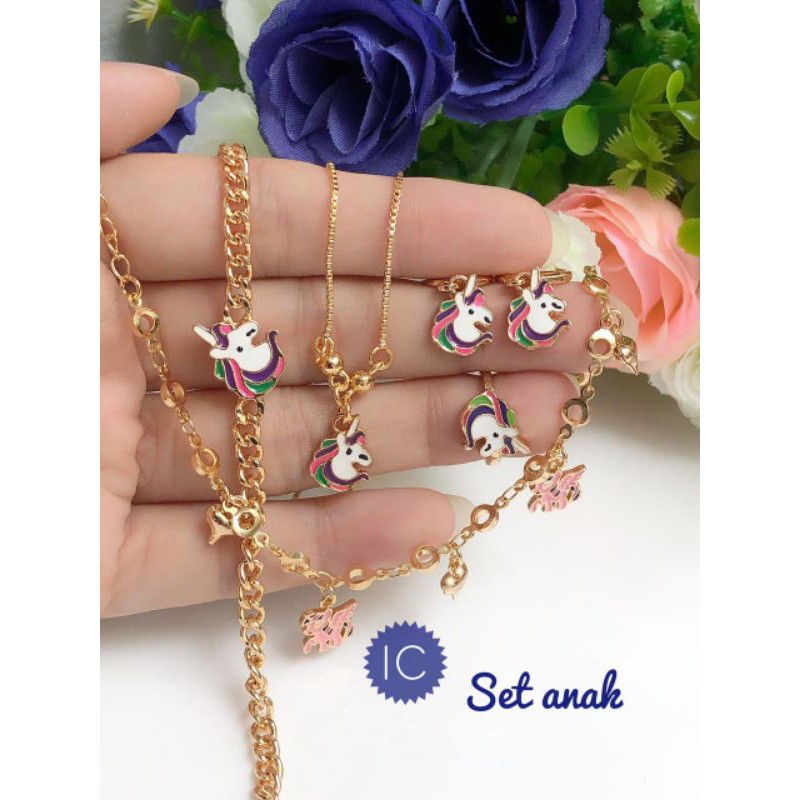 [Xuping] Paket perhiasan anak kuda pony xuping emas gelang kaki kuda pony set unicorn xuping  270221