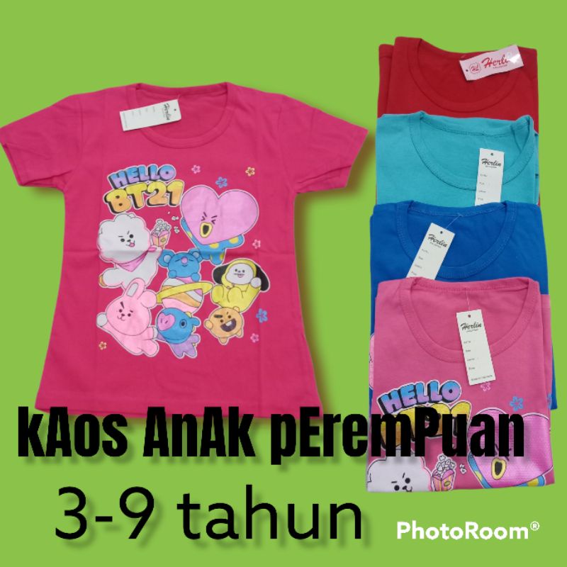 (Pendek)KAOS ANAK PEREMPUAN USIA 3-9 TAHUN