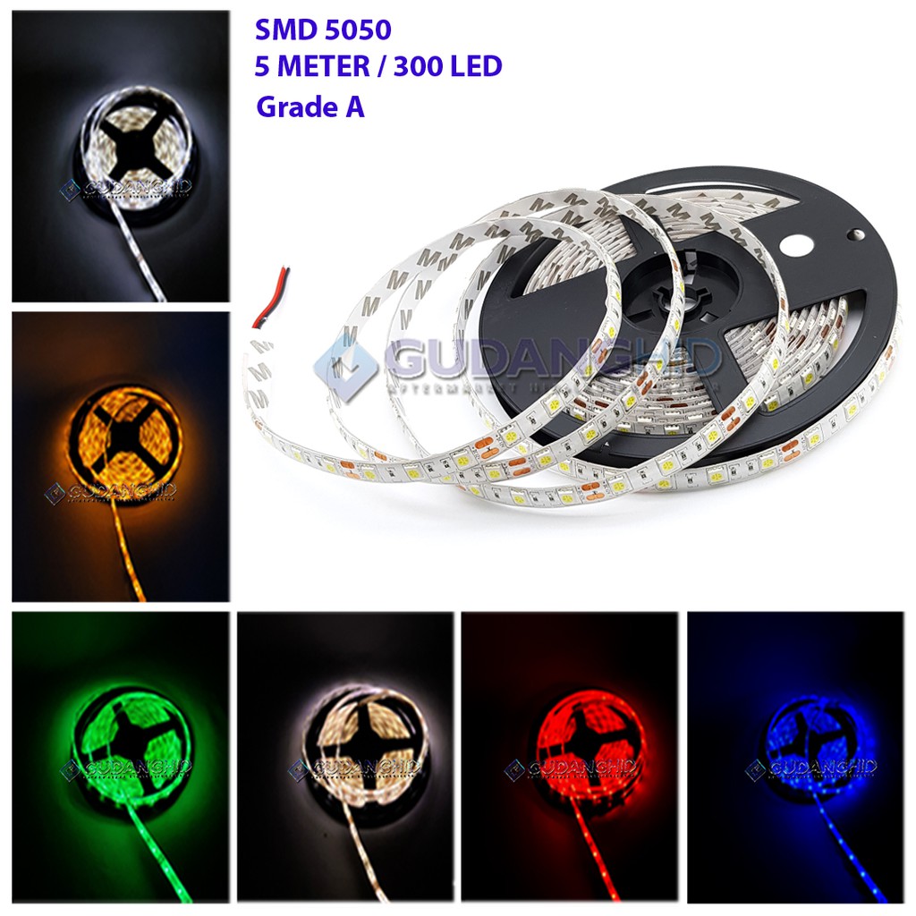 Lampu LED Strip SMD 5050 12V 5 Meter Anti Air IP45 Outdoor Grade A