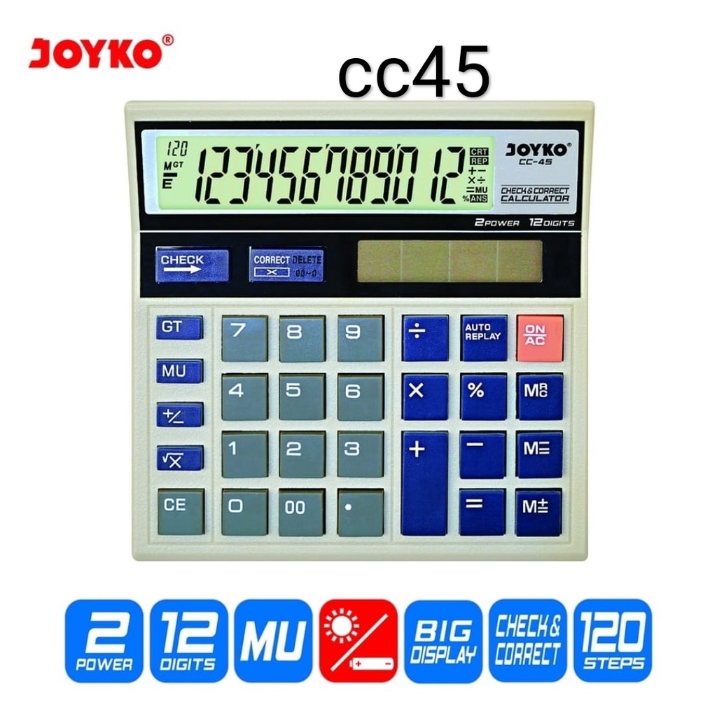 

kalkulator cc 45 joyko 12 digits check correct 120 step