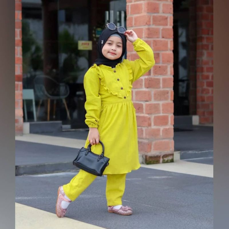 SETELAN MUSLIM ANAK REMAJA 9-12 TAHUN/ZAHIRA SET KIDS/SETELAN MUSLIM ANAK TANGGUNG TUNIK DAN CELANA/FAR MOSLEMSTORE