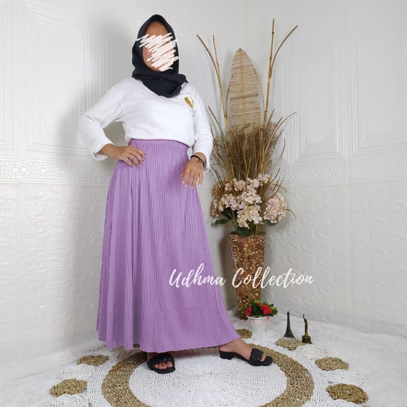 ROK PLISKET LILAC MAYUNG SIZE S-XL / BAWAHAN MUSLIM PREMIUM WARNA LILAC