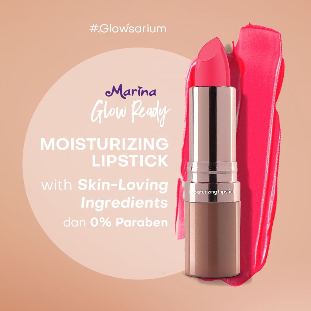 ⭐ BAGUS ⭐ MARINA GLOW READY MOISTURIZING LIPSTICK 4gr | Moist Lipstik Melembabkan