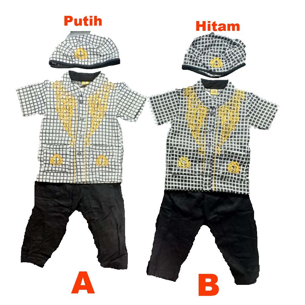 Baju Koko Anak Bayi Setelan Baju MusliM Anak Bayi Laki Laki Hitam Putih