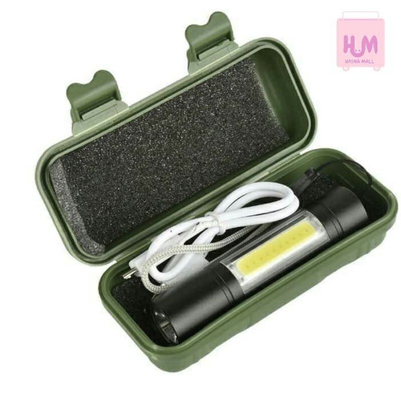 Senter Swat Mini COB Bisa Zoom Rechargeable USB SUPER TERANG