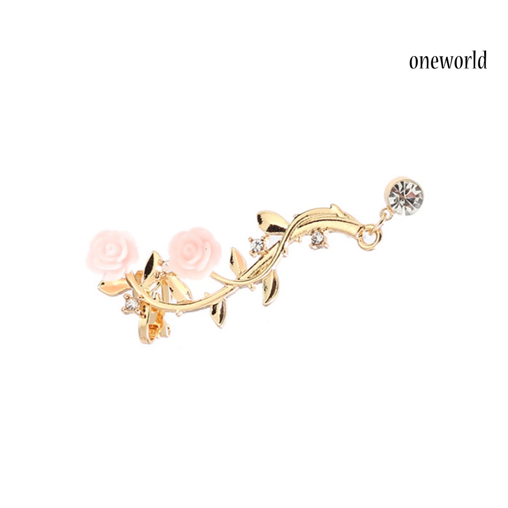 OW@ Earrings Beautiful Climber Crawler Rose Flower Branch Earrings