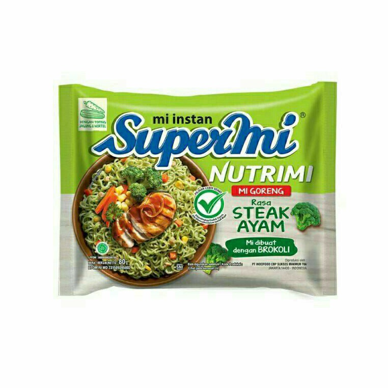 SuperMi Nutrimi - Mi Brokoli Rasa Steak Ayam - 80 Gram
