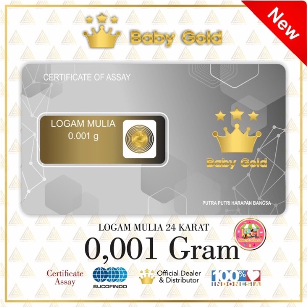 MANYTHING - Baby Gold Emas Mini Logam Mulia 0.001 Gram | Emas Asli | Emas Viral