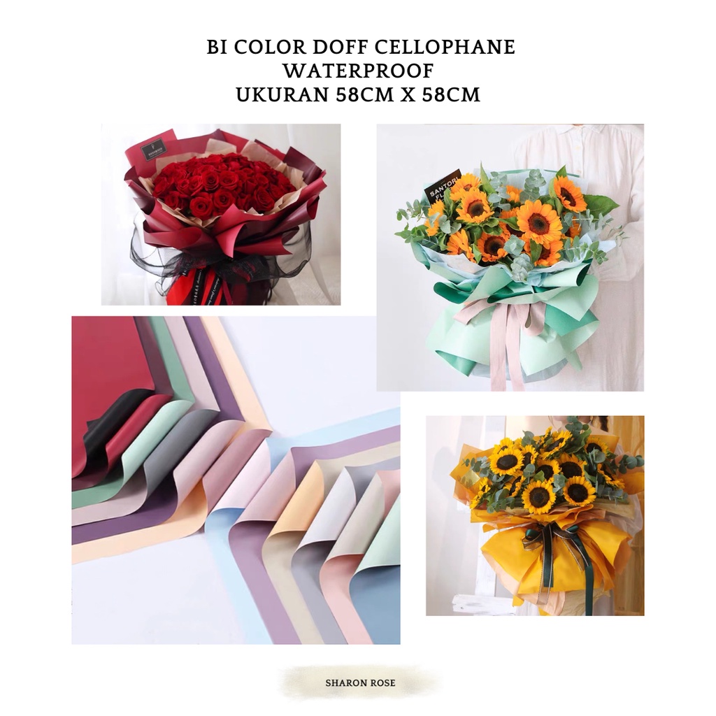 

BI COLOR DOFF FLOWER WRAPPING / KERTAS BUKET BUNGA DUA WARNA / FLOWER WRAP CELLOPHANE WATERPROOF 17