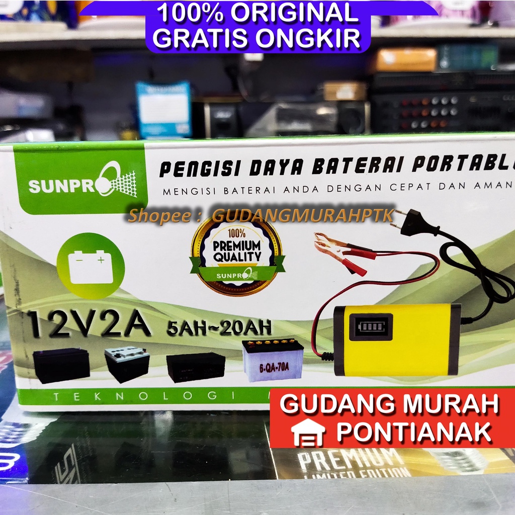 Charger Aki Battery Sunpro 12V2A / Casan Aki Sunpro 12V 2A / Cas Aki