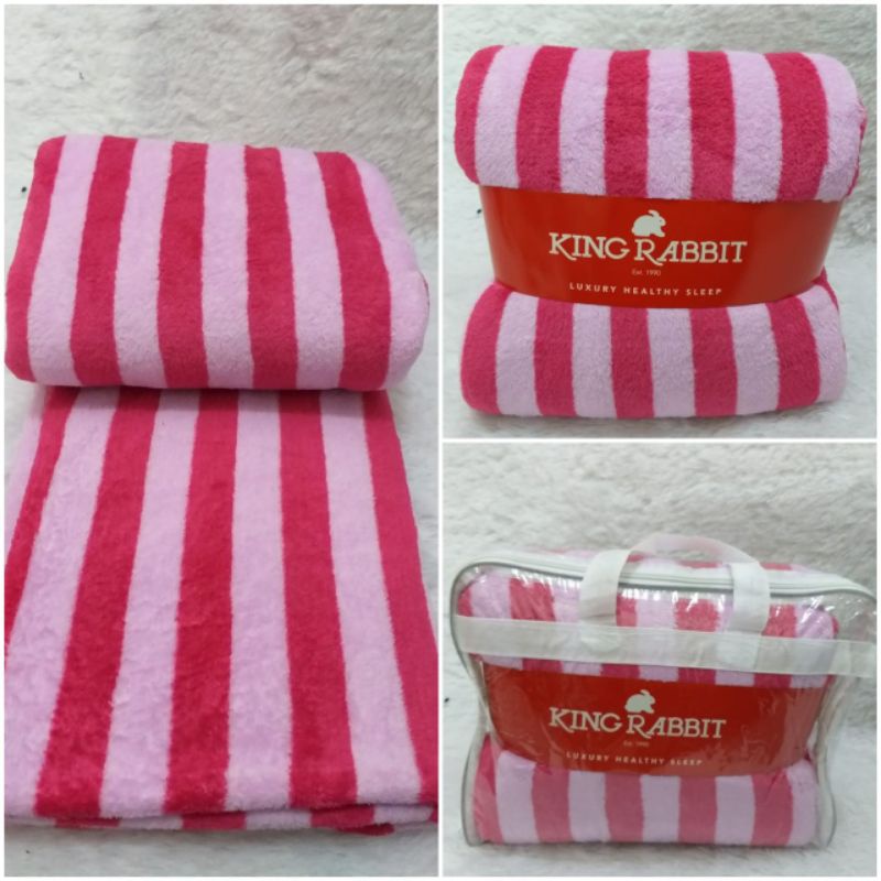 Jual King Rabbit Thermal Blanket Selimut Fleece 150 x200 cm Motif line