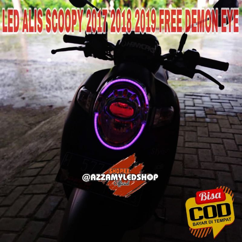 Paket lampu motor DRL alis lampu alis scoopy 2017 Scoopy 2018 Scoopy 2019 free demon eye devil eye kualitas grade A super terang