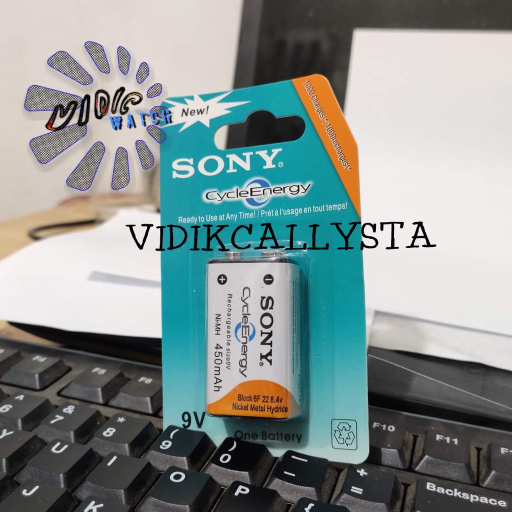 ASLI BATU BATRE BATTERY SONY 9V Ni-MH 450 mAh RECHARGEABLE BATREI CAS BESAR