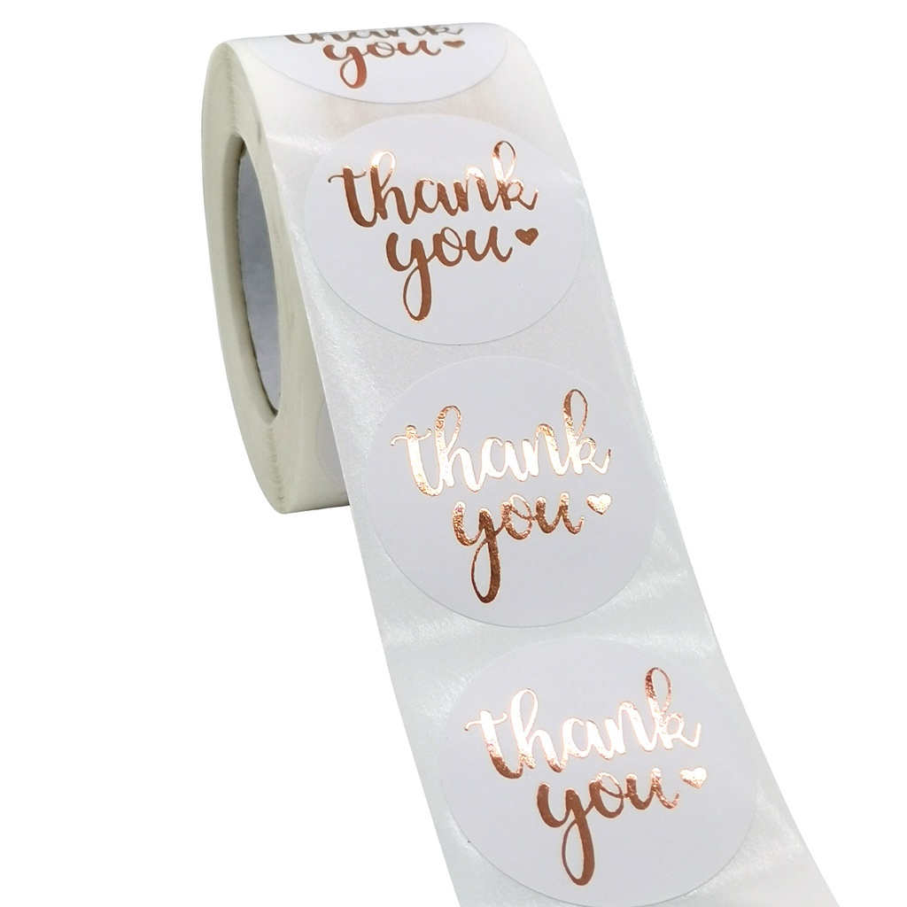 

50pcs White Rose Gold Thank You Sticker Stiker Terima Kasih untuk Online Shop Packing Label Sticker Packaging Seal Segel