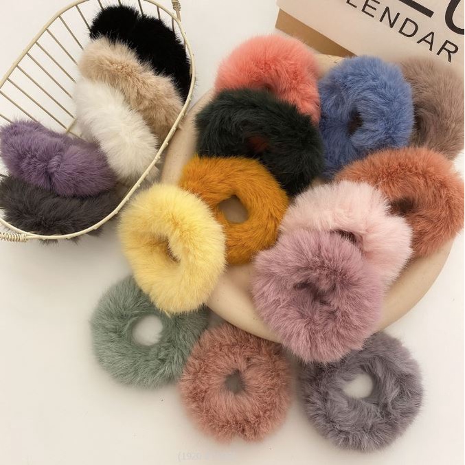 BV.ID IR753 SCRUNCHIES IKAT RAMBUT MODEL BULU BOLA POM POM PONYTAIL GAYA KOREA