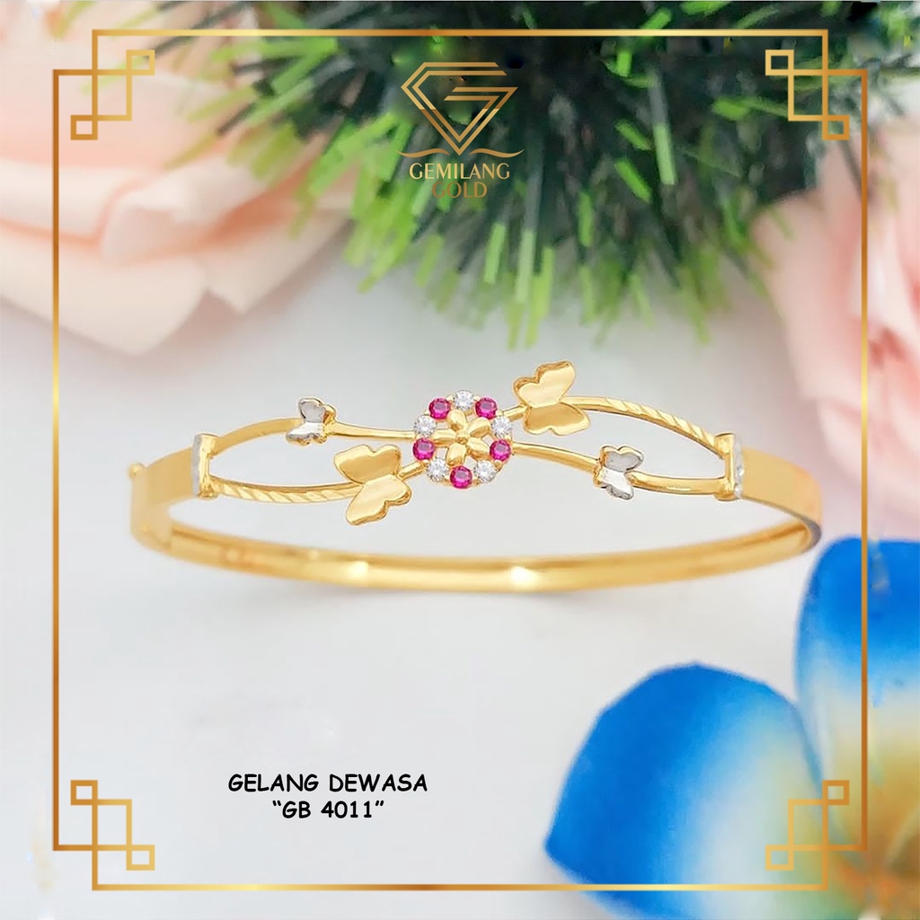 GELANG BANGKOK WANITA MURAH TERBARU EMAS ASLI KADAR 300(6K) & 375(8K) BUTTERFLY SERIES LENGKAP DENGA