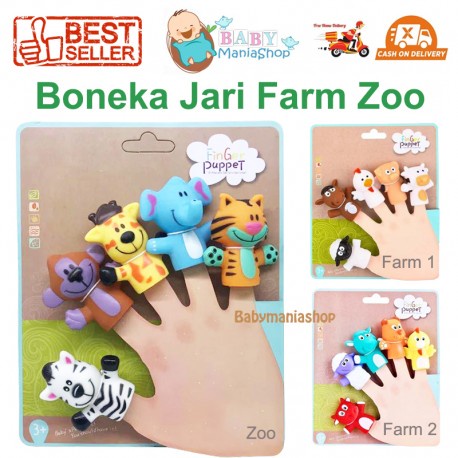 Boneka Jari Binatang Peternakan PREMIUM Finger Puppets PVC 5in1 FARM ZOO Story Telling Mainan Anak Bayi Pretend To Play