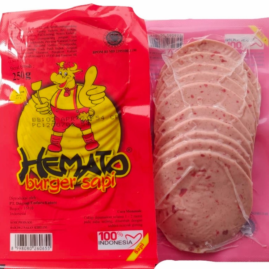 

HEMATO BURGER SAPI 250 GR/DAGING SAPI/ENAK/TERMURAH