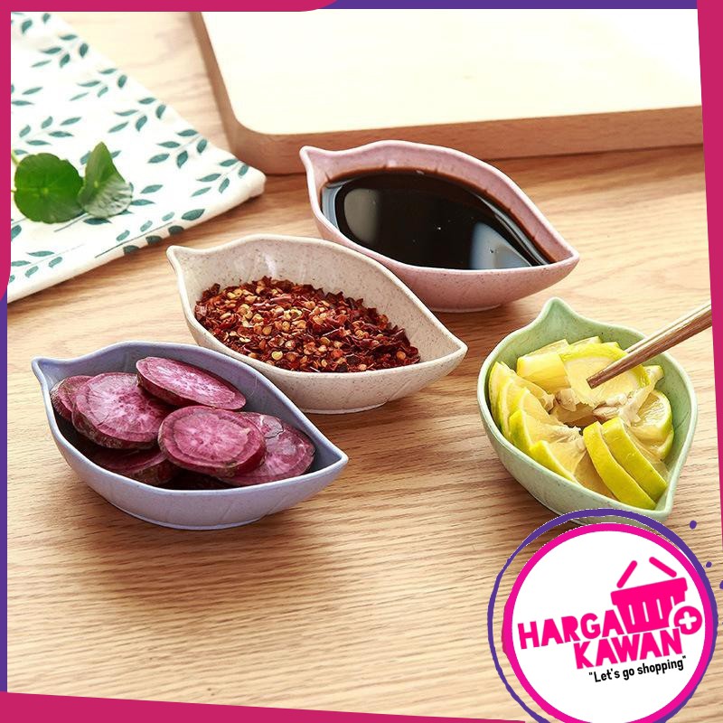 Mangkok Daun Mini/Piring Sambal Saus Kecap Motif Daun Bahan Jerami Hargakawan