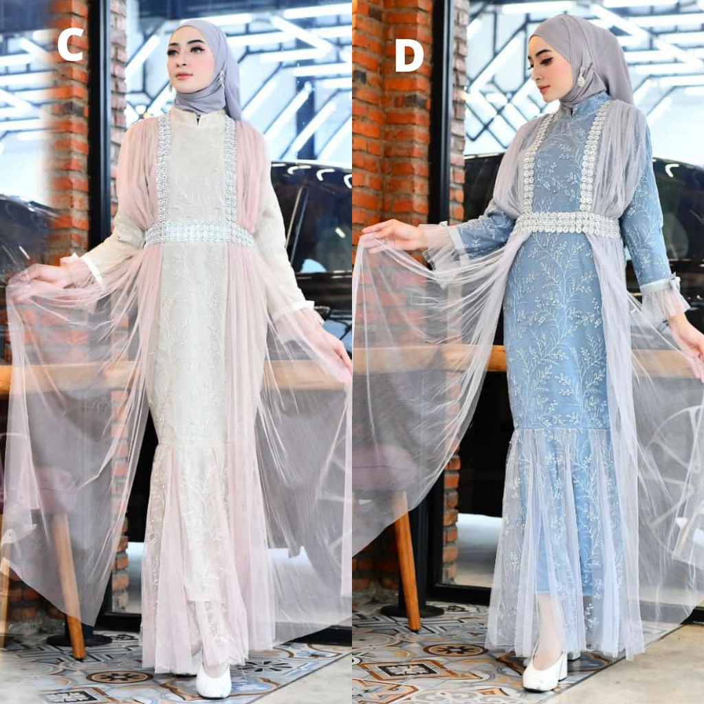 Gamis Wanita / Kebaya Modern TIlle Bordir DUyung Aneka Warna