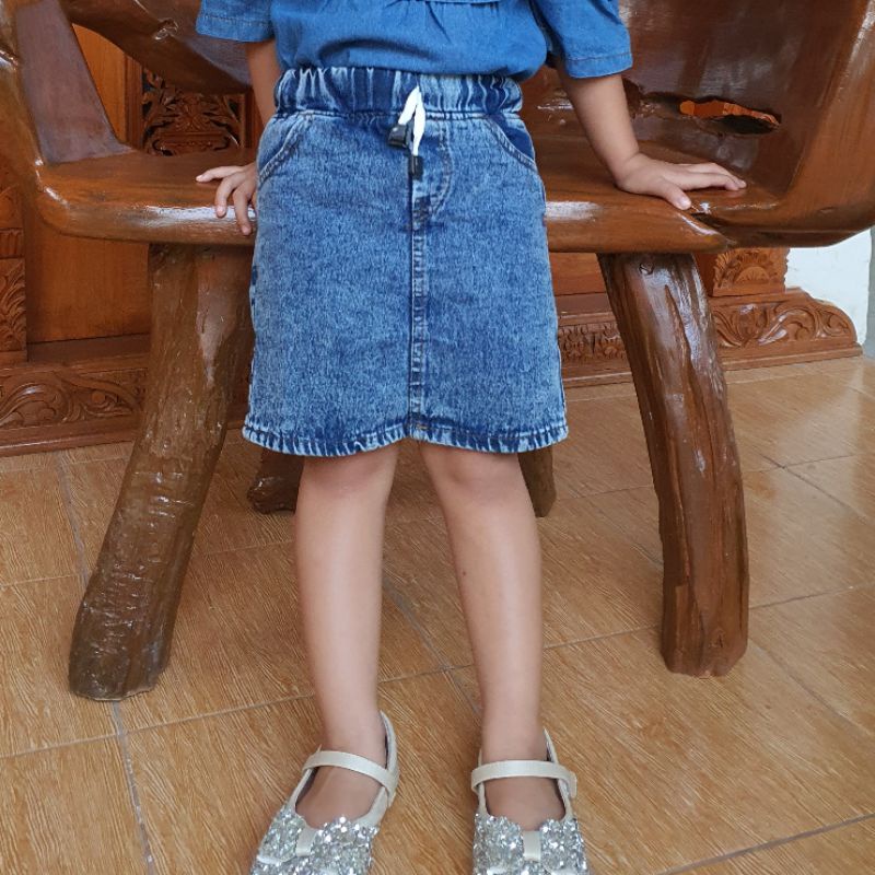 Rok Jeans Denim Washing Anak Perempuan 1-6 Tahun