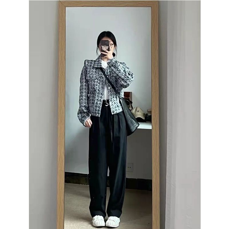 jaket korean style wanita small fragrance coat women s early spring and winter tweed lapel short top