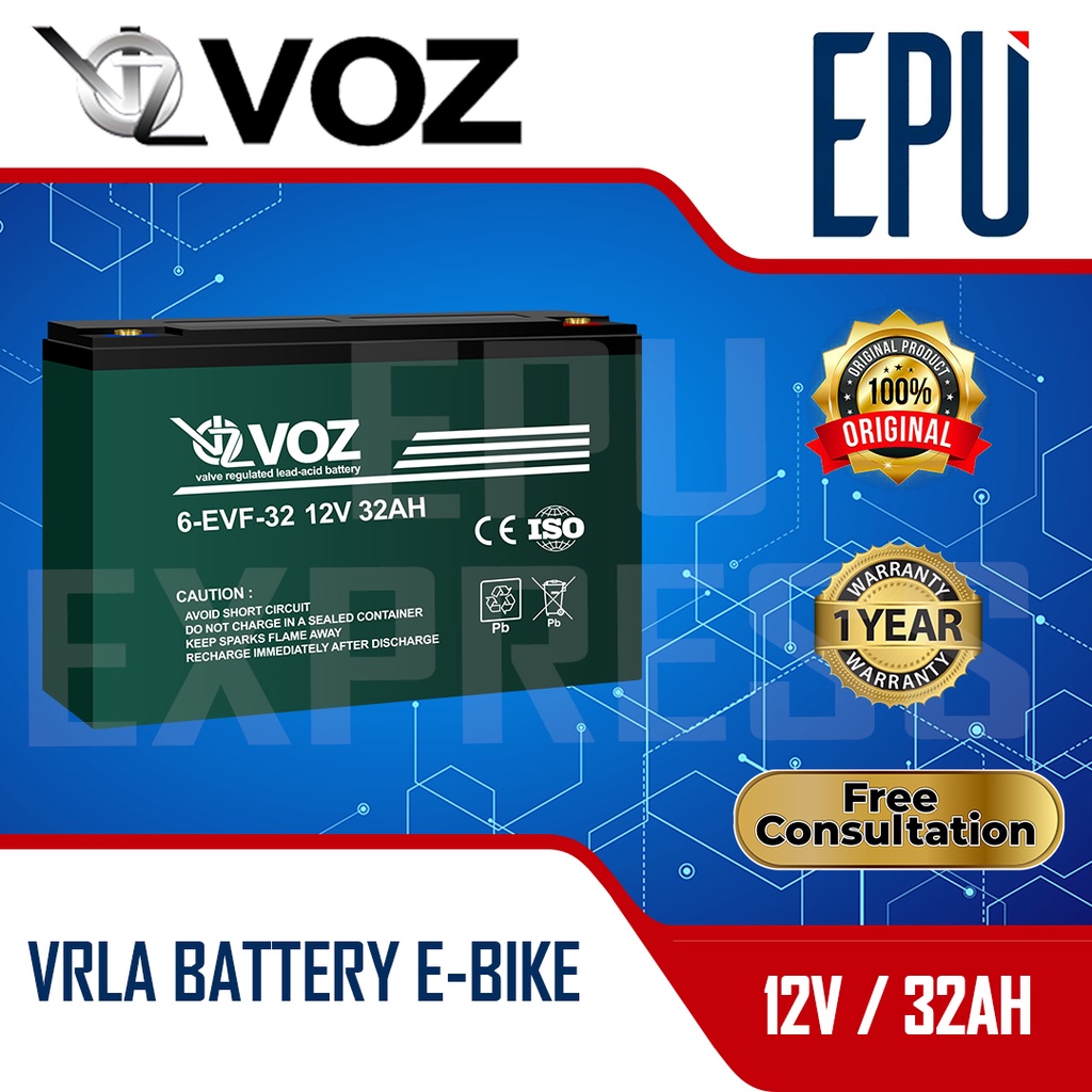 Aki Selis VOZ 12V 32AH Aki Sepeda Listrik Baterai Aki Motor Listrik