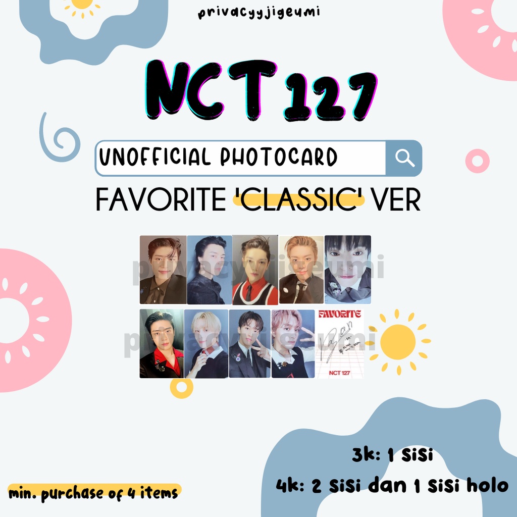 [READY] PHOTOCARD PC UNOFFICIAL NCT 127 FAVORITE "CLASSIC VER" TAEIL JOHNNY TAEYONG YUTA DOYOUNG JAE