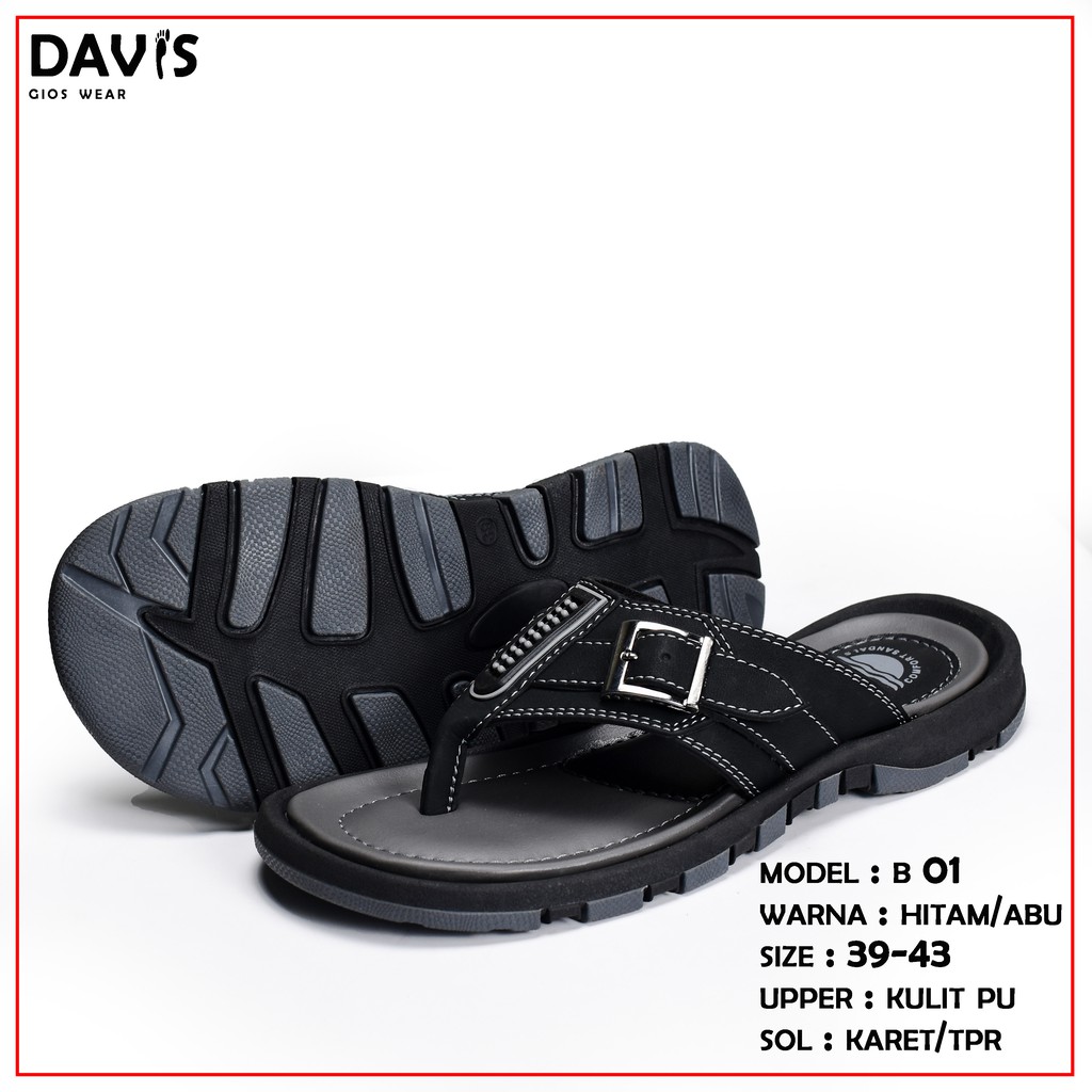 sandal kulit pria japit kasual davis sol  TPR anti slip original lokal jepit made in indonesia keren terbaru