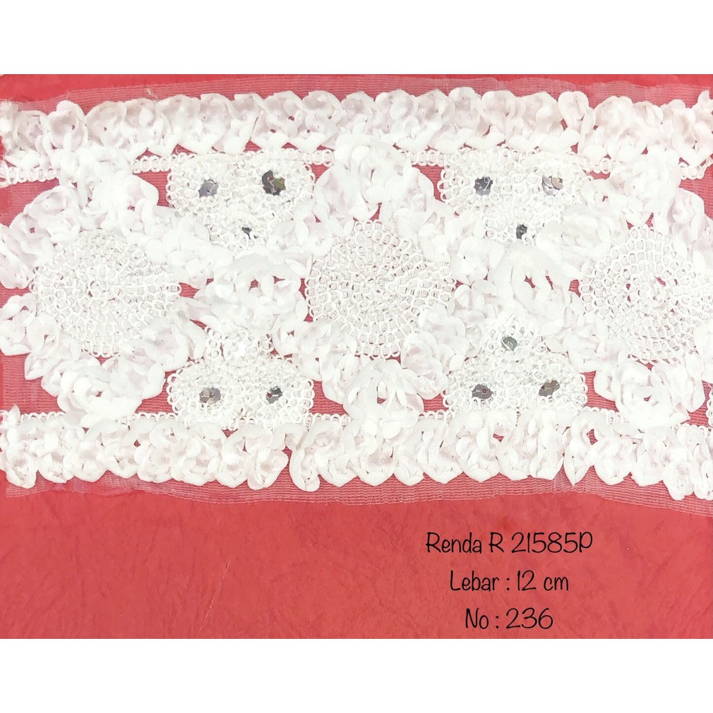 Renda R 21585P, Renda Baju, Renda Bordir, Renda Giper, Renda Katun, Lebar 12 cm