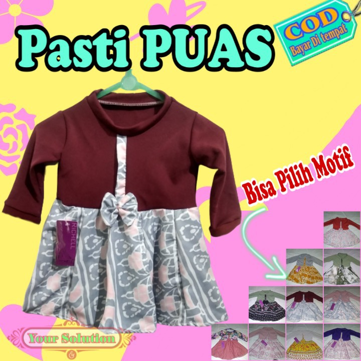  BAJU  DRESS GAMIS LENGAN PANJANG ANAK  BAYI BALITA  PEREMPUAN 