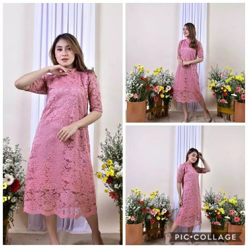 DRESS BROKAT LACE KERAH SHANGHAI