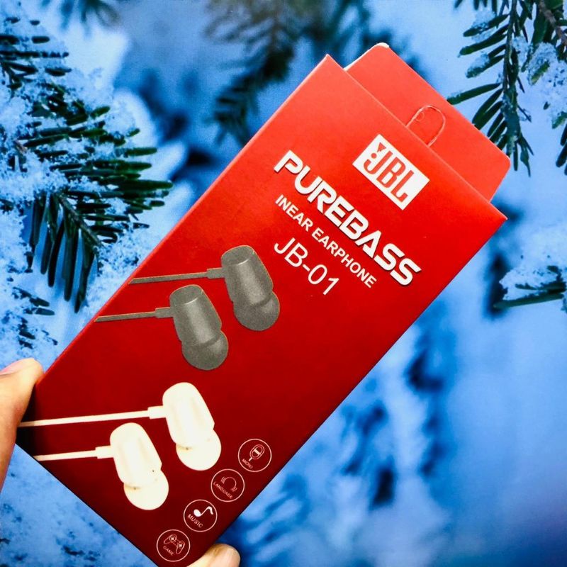 Handsfree Hansfree JBL JB01 Purebass Earphone JBL JB-01 Headset JBL JB-01 Stereo Bass Merah-1