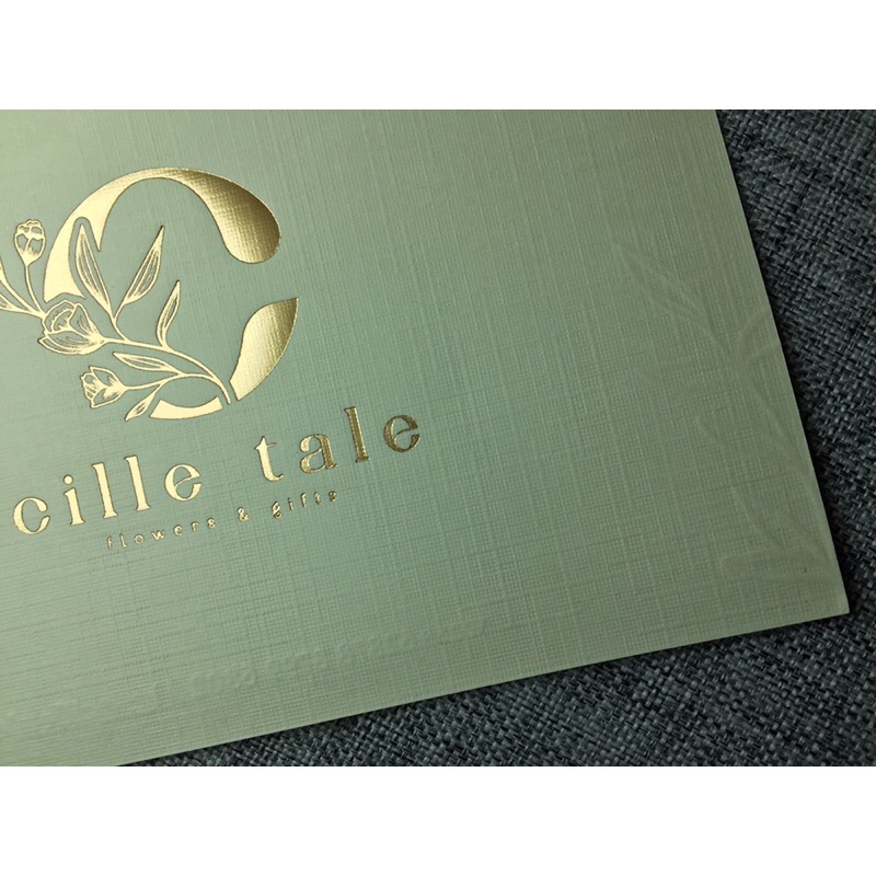 

Thankyoucard Exclusive logo foil metallic gold doff 2 sisi paper tekstur crem